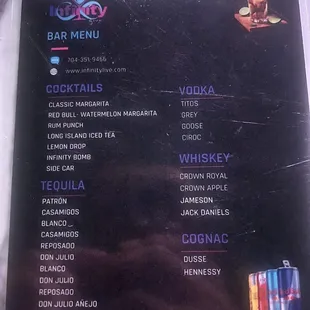 Drink menu