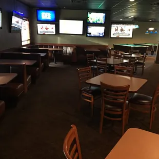 the seating area of the restaurant