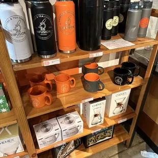 Infusion merchandise near the counter