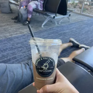 Ice mocha latte with oat milk