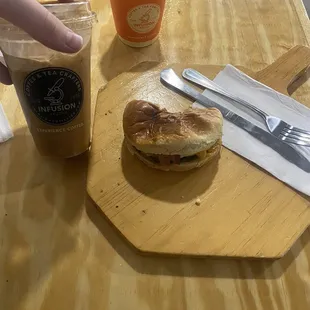 Sunrise sandwich, hungover, rustic spice latte