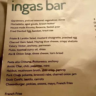 Menu. Love the vibes, wish they didn't hate vegetarians