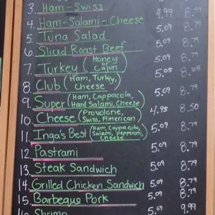 The sub menu, current as of 8/19/14