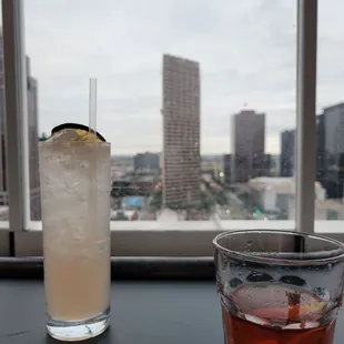 Paloma (left) and sazarac with a view.