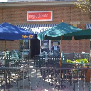 Ingredients outdoor patio under oak canopy
