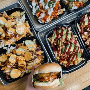 Hawaiian spice burger // Loaded fries