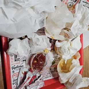 Empty tray as there was not much to eat!