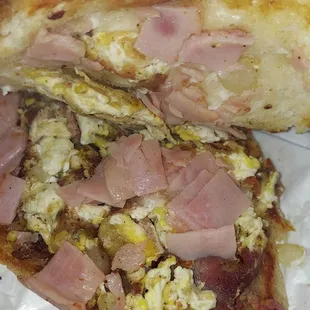 Inside that bad boy..egg..ham and bacon!