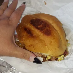 Breakfast Torta...hand for size reference