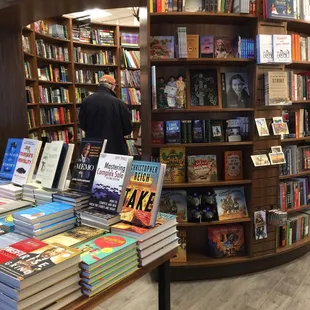 Beautiful wood work in this tiny space. I loved their cute displays of gifts. New &amp; intriguing books  that I have never heard before....