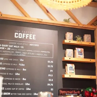 Coffee menu