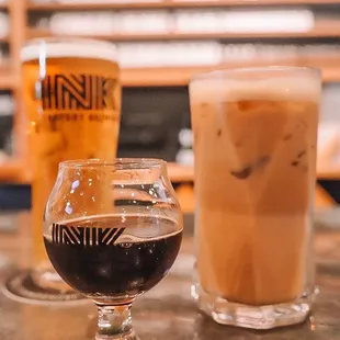 L to R: Citra, coffee beer, and latte