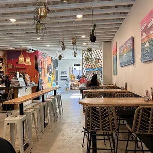 Main area- local art for sale on walls