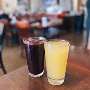 Chicha morada (Peruvian purple corn, pineapple, cinnamon, lemon juice) / $4 + Maracuya (passion fruit) / $4