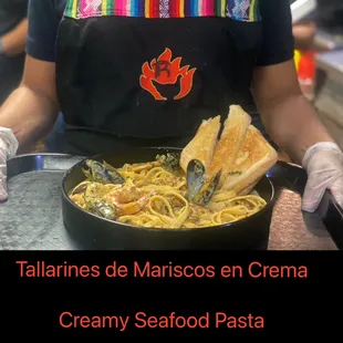 Seafood Pasta in creamy ají amarillo sauce