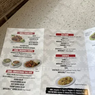 Portion of menu