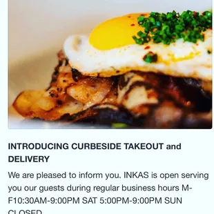 a picture of a plate of food with an egg on top