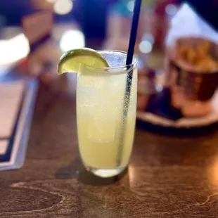 My Whodunnit Mocktail - lime, ginger, spicy agave, and soda - spicy and refreshing!