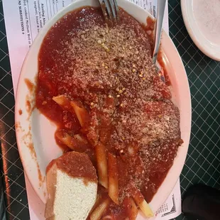 Veal parmigiana, lasagna, and rigatoni