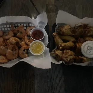 steamed shrimp and wings