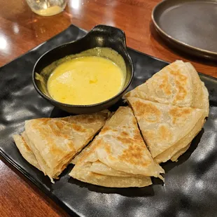 paratha with coconut curry dip