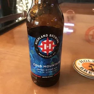 a bottle of cold mountain ale