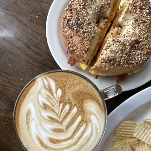 Mocha and peachy breakfast sandwich