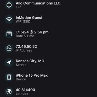 InMotion guest Wi-Fi speed test.