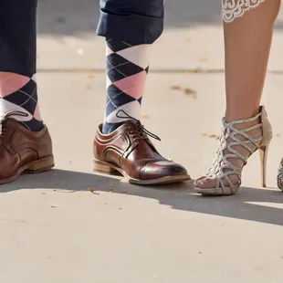 Just a casual everyday shot of the bride grooms shoes.