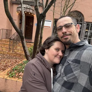 My husband and I on our way out in front of the Fong mansion