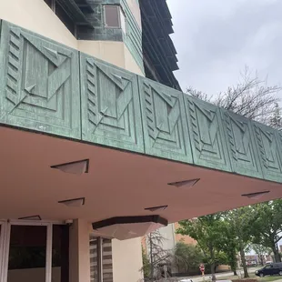 Detail of copper entry fascia.