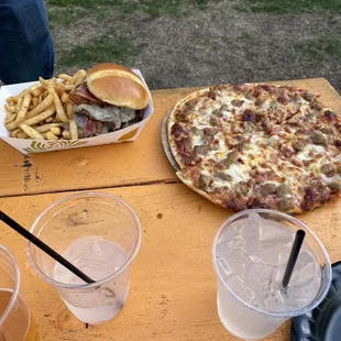 Belly buster &amp; sausage pizza - more than enough for 2 adults and one kid