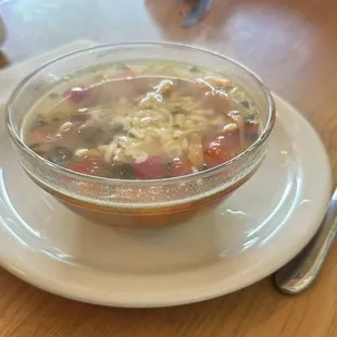 Special of the day. Chicken soup, very delicious