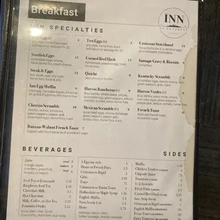 menu