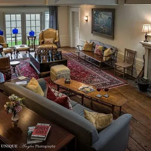 Great room at The Pack House, the Inn's converted pack barn. Eight guest rooms with en-suite baths. Available as a whole house rental, too.