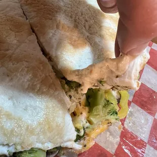 the inside of a sandwich