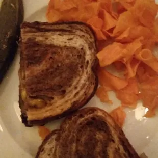 Patty Melt with sweet potato chips. VERY GOOD.
