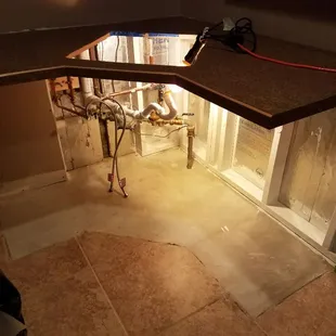 Due to a slow leak, the lower cabinet was full of mold.