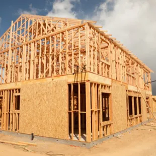 a house under construction in the desert