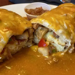 Smothered burrito breakfast special