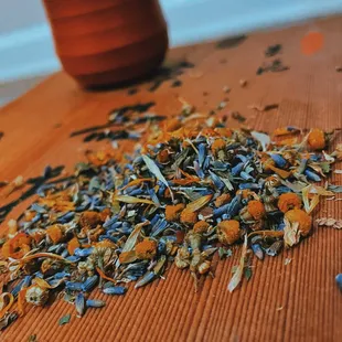 a pile of dried flowers