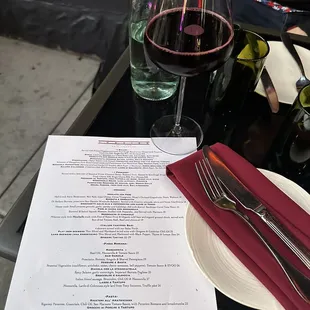 Glass of chilled red wine