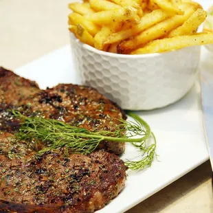 Ribeye with Fries and Coleslaw
