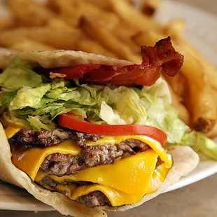 Double Burger with Bacon Roll