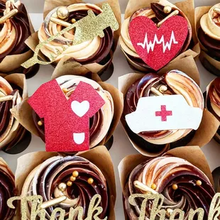 Nurse themed Salted Carmel Chocolate Cupcakes