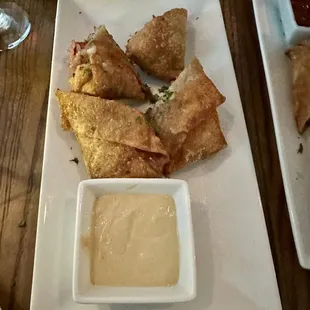 Pastrami Egg Rolls (onions, swiss, spicy mustard)