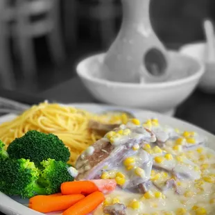 Beef Baked Ox-Tongue w/ corn white sauce @whaevaeats