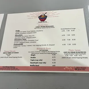 menu