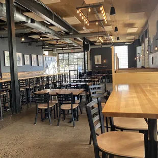 tables and chairs in a large room