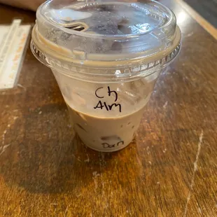 Iced chai latte with almond milk